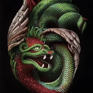 Corazón de Quetzalcóatl.- Giclée intervenido
